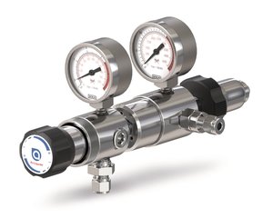 Gas pressure regulator, two stage, brass, 0.5-10 bar, oxygen, 1 unit(s)