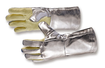 Aramide aluminium heat protection gloves, 5-finger-glove, size 9, L 380 mm