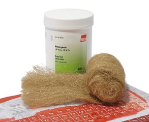 Brass wool, approx. 66 % Cu, approx. 33 % Zn, 1 kg, plastic