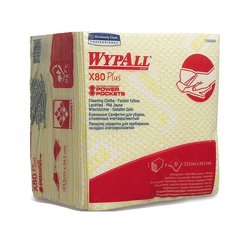 WYPALL® X80 Plus reusable wipes, 1-ply, white/yellow, pouch, 345 x 335 mm