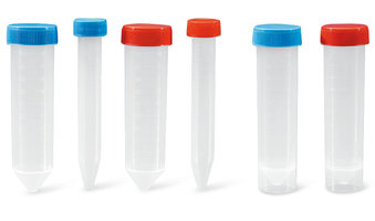 PP centrifuge tubes, without rim, red, sterile, 15 ml, 1050 pieces, 1050 unit(s)
