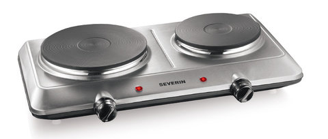 Double hot plate, brushed stainl. steel, Ø heating ring 185/150 mm, 1500/1000 W