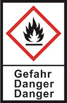 GHS-warning labels, PE-foil, GHS02, danger, flame. 100 µm, 27x40 mm, 1 roll(s)
