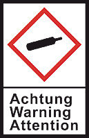 GHS-warning labels, PE-foil, GHS04, warning, gas cylinder, 100 µm, 22x30mm