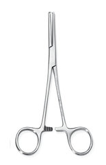 Artery and hose clamps, stainless steel, Type Kocher (Ochsner), curved, L 140 mm