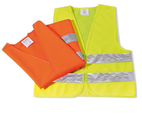 Retro-reflective safety vest, made of polyester, size M-XL, orange, 5 unit(s)