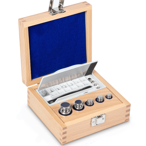 E1 1 mg -  100 g Set of weights in wooden box, Stainless steel (OIML)