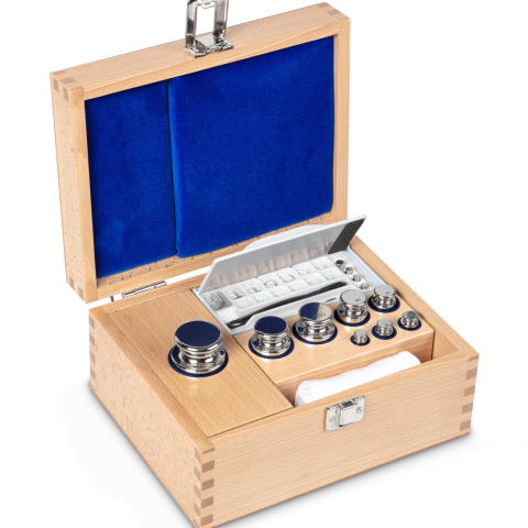 E1 1 mg -  500 g Set of weights in wooden box, Stainless steel (OIML)