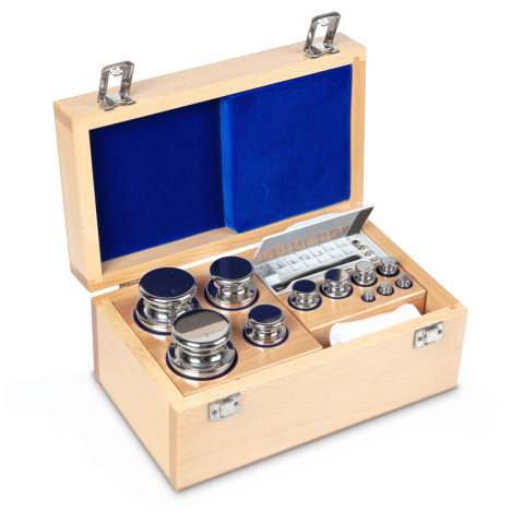 E1 1 mg -  2 kg Set of weights in wooden box, Stainless steel (OIML)