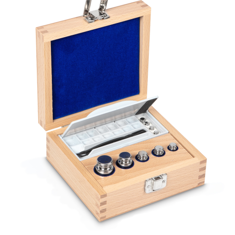 E1 1 g -  100 g Set of weights in wooden box, Stainless steel (OIML)