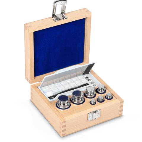 E1 1 g -  200 g Set of weights in wooden box, Stainless steel (OIML)