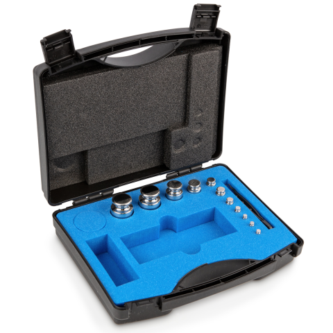 E1 1 g -  200 g Set of weights in plastic carrying case, Stainless steel