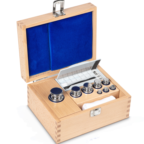 E1 1 g -  500 g Set of weights in wooden box, Stainless steel (OIML)