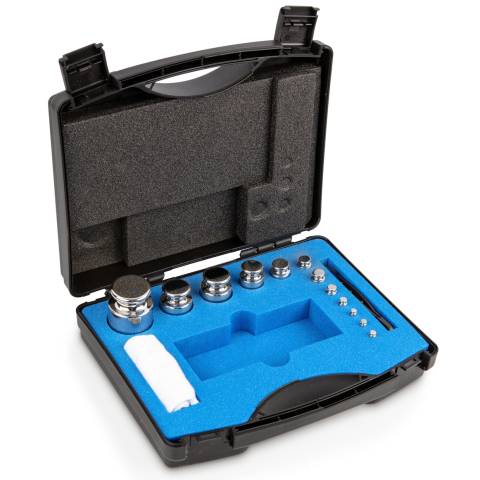 E1 1 g -  500 g Set of weights in plastic carrying case, Stainless steel