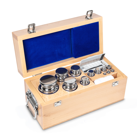 E1 1 g -  5 kg Set of weights in wooden box, Stainless steel (OIML)