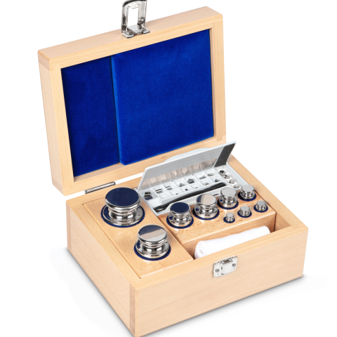 E2 1 mg -  1 kg Set of weights in wooden box, Stainless steel (OIML)