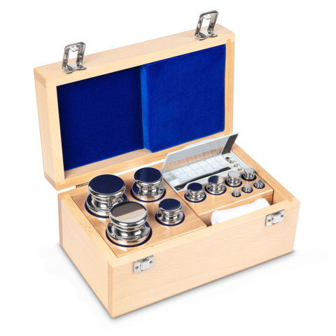 E2 1 g -  2 kg Set of weights in wooden box, Stainless steel (OIML)