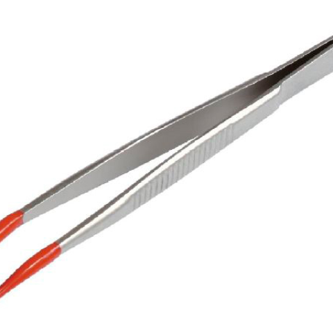 Forceps (stainless steel, silicone-coated tips) length 105 mm, for weights 1 mg - 200 g