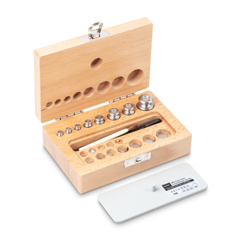 F2 1 mg -  50 g Set of weights in wooden box, Finely turned stainless steel (O...