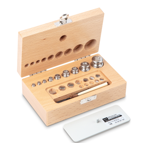 F2 1 mg -  100 g Set of weights in wooden box, Finely turned stainless steel (O...