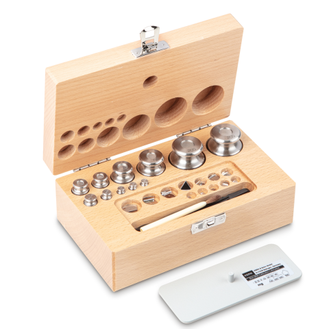 F2 1 mg -  200 g Set of weights in wooden box, Finely turned stainless steel (O...
