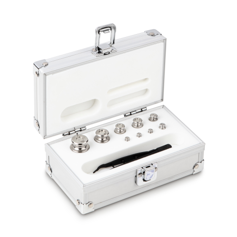 F2 1 g -  100 g Set of weights in aluminium case, Finely turned stainless stee...