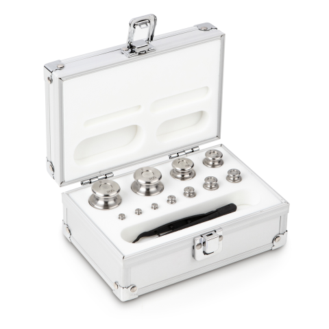F2 1 g -  200 g Set of weights in aluminium case, Finely turned stainless stee...