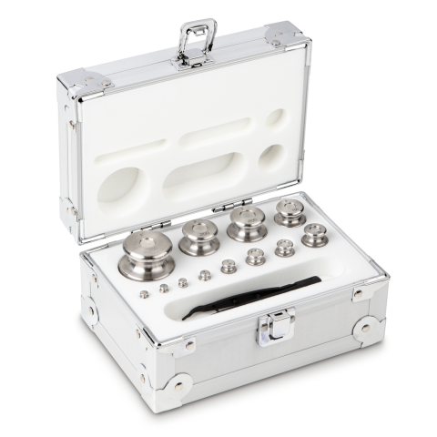 F2 1 g -  500 g Set of weights in aluminium case, Finely turned stainless stee...