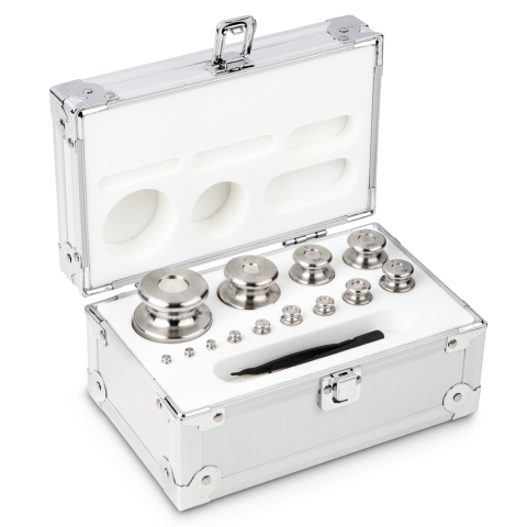 F2 1 g -  1 kg Set of weights in aluminium case, Finely turned stainless stee...