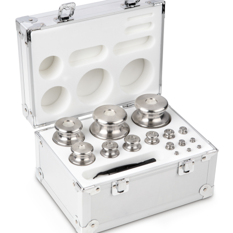 F2 1 g -  2 kg Set of weights in aluminium case, Finely turned stainless stee...