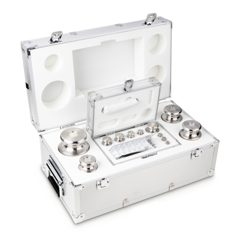 F2 1 g -  5 kg Set of weights in aluminium case, Finely turned stainless stee...