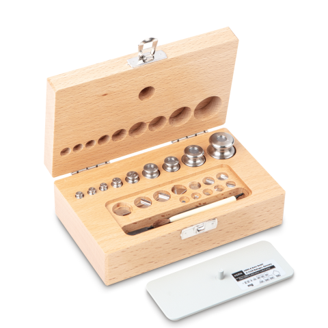 M1 1 mg -  100 g Set of weights in wooden box, Finely turned stainless steel (O...