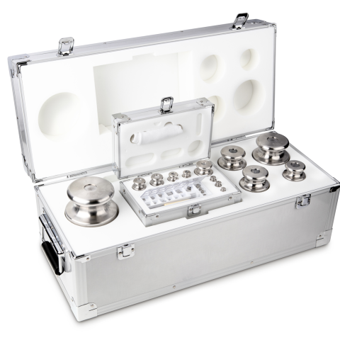 M1 1 mg -  10 kg Set of weights in aluminium case, Finely turned stainless stee...