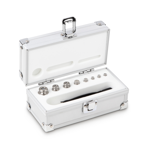 M1 1 g -  50 g Set of weights in aluminium case, Finely turned stainless stee...