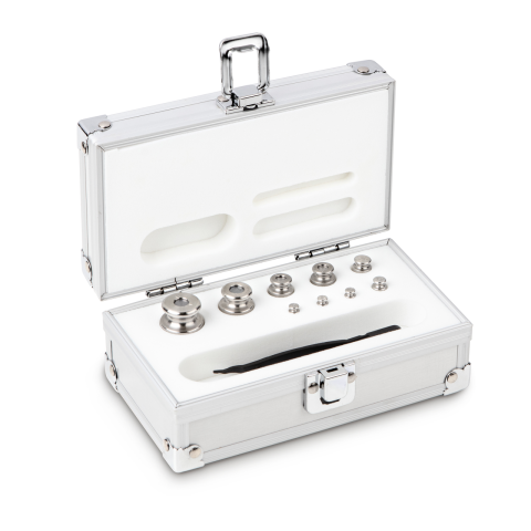 M1 1 g -  100 g Set of weights in aluminium case, Finely turned stainless stee...