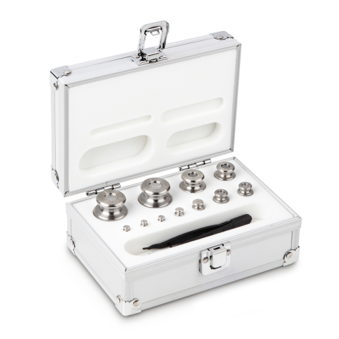 M1 1 g -  200 g Set of weights in aluminium case, Finely turned stainless stee...
