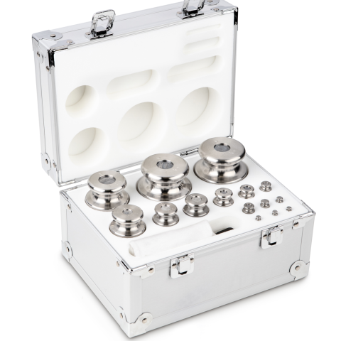 M1 1 g -  2 kg Set of weights in aluminium case, Finely turned stainless stee...