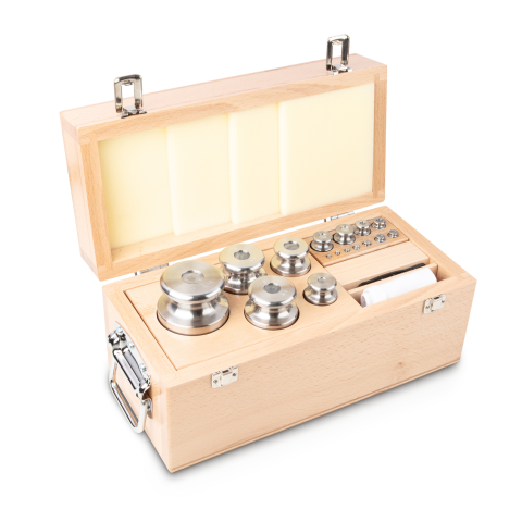 M1 1 g -  5 kg Set of weights in wooden box, Finely turned stainless steel (O...