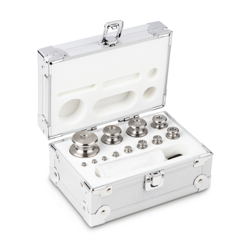 M2 1 g -  500 g Set of weights in aluminium case, Finely turned stainless steel