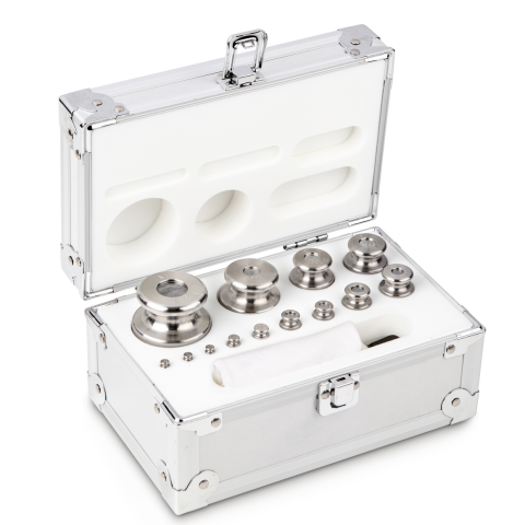 M2 1 g -  1 kg Set of weights in aluminium case, Finely turned stainless steel