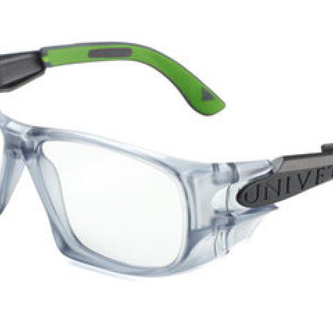Safety glasses 5X9, frame gun metal/green, clear lens, 1 unit(s)