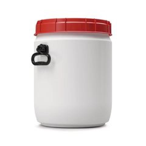 Extremely wide-neck barrel, 34 l, White with a red screw cap, 1 unit(s)