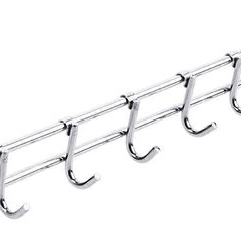 Stainless steel hook strip, with six hooks, 335 x 23 mm, 1 unit(s)