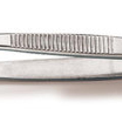 Forceps, straight, blunt, anatomical, made of Remanit 4301, length 105 mm