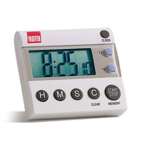 Rotilabo®-signal-timer with clock, 2 independent channels, H65xW75xD15 mm