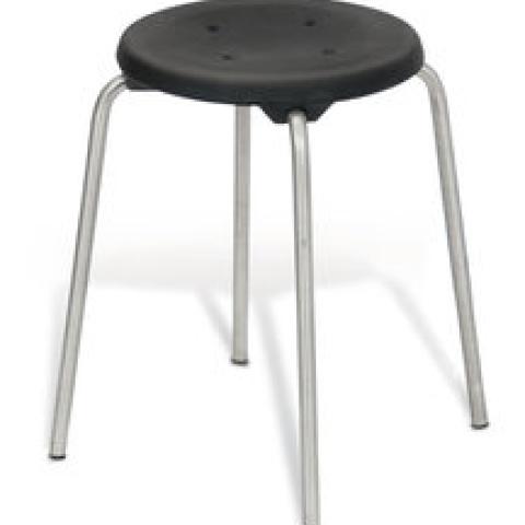 Stackable stool, stainless steel, seat black, height 580 mm, 1 unit(s)