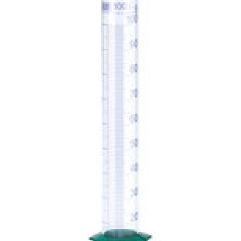 Cl. B measuring cylinders, blue markings, DURAN®, tall, foot of HDPE, 100 ml