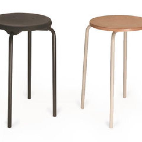 Stackable stool, seat PU black, frame light grey, H 580 mm, 1 unit(s)