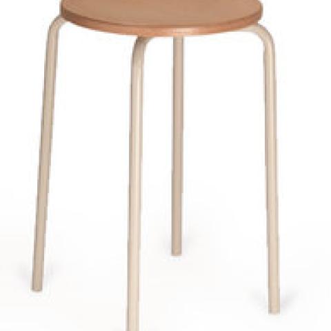 Stackable stool, seat beech natural, frame light grey, H 500 mm, 1 unit(s)
