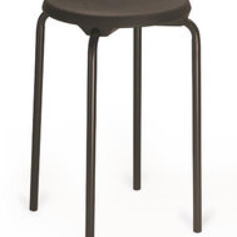 Stackable stool, seat PU black, frame black, H 580 mm, 1 unit(s)